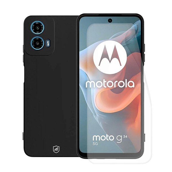 Kit Capa Silicon Veloz e Película Hydrogel HD para Motorola Moto G34 - Gshield