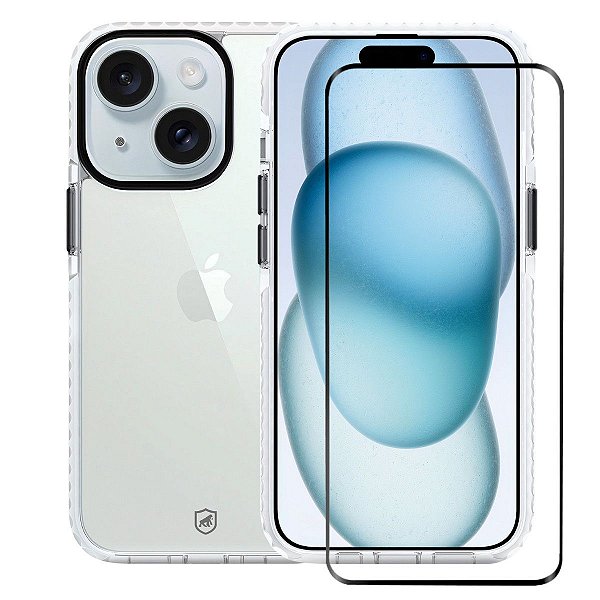 Kit Capa Urus Branca e Película Ultra Safe para iPhone 15 - Gshield