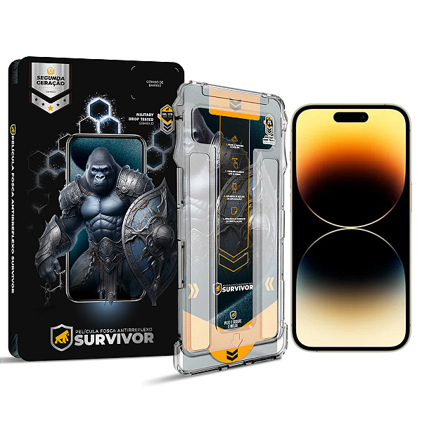 Película para iPhone 14 Pro - Fosca Antirreflexo com Aplicador - Survivor - Gshield