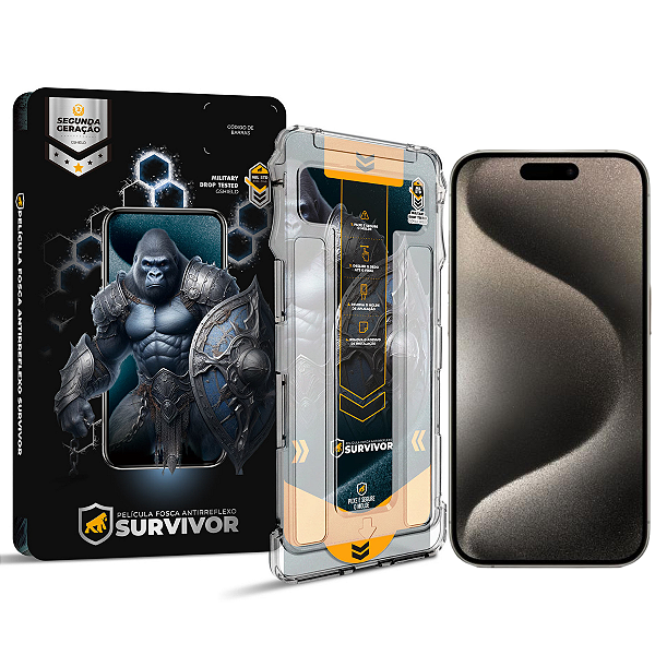 Película para iPhone 15 Pro - Fosca Antirreflexo com Aplicador - Survivor - Gshield