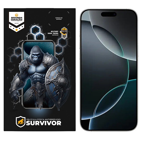 Película para iPhone 16 Pro - Fosca Antirreflexo com Aplicador - Survivor - Gshield