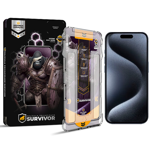 Película para iPhone 15 Pro Max - Privacidade com Aplicador - Survivor - Gshield