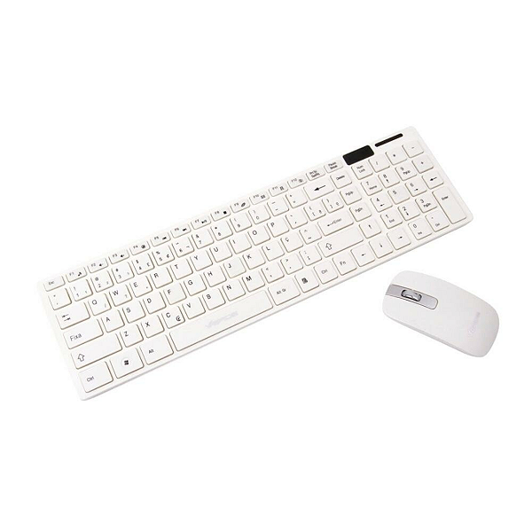 Kit Teclado e Mouse Bluetooth - Branco - Verde