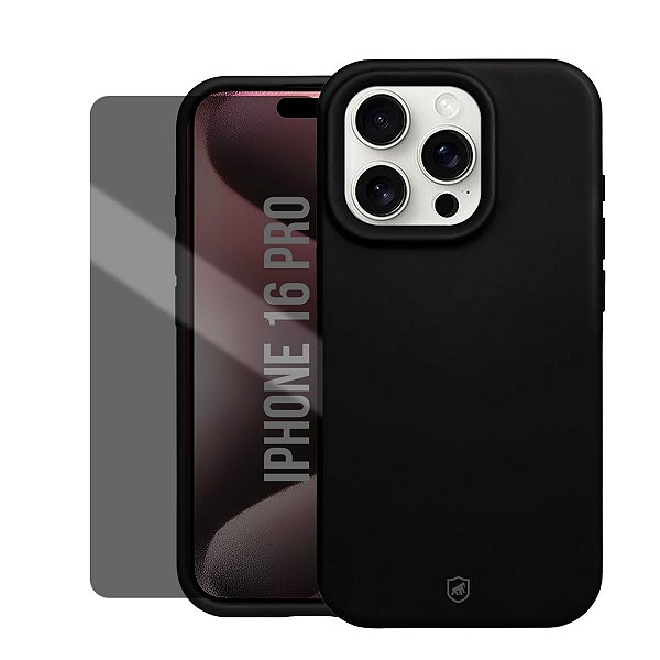 Kit Capa Silicon Premium e Película Hydrogel Privacidade para iPhone 16 Pro - Gshield