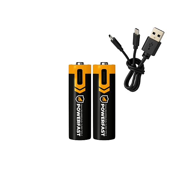 Pilha Recarregável AAA Turbo PowerFast - 2 Unidades - Alta Capacidade, Até 1200 Recargas, Ideal para Controles e Eletrônicos - Gshield