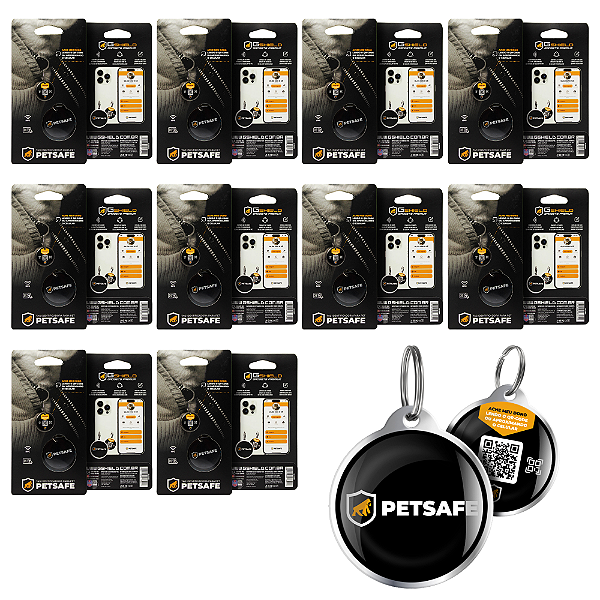 Pingente Tag de Identificação para Coleira de Cães e Gatos com QRCode - PetSafe - no Atacado - Caixa Fechada 10 Unidades - Gshield