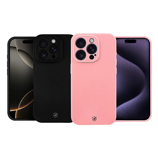Capa para iPhone - Silicon Premium - Preta / Rosa - Gshield