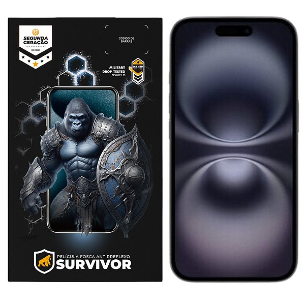 Película para iPhone 16 - Fosca Antirreflexo com Aplicador - Survivor - Gshield