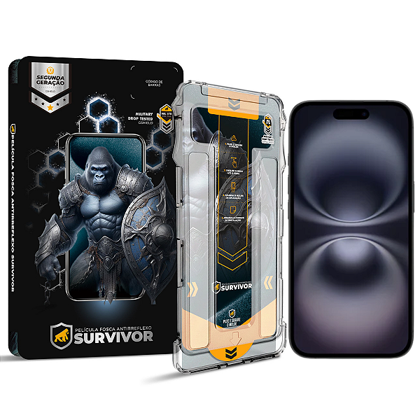 Película para iPhone 16 - Fosca Antirreflexo com Aplicador - Survivor - Gshield