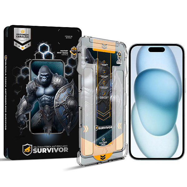 Película para iPhone 15 - Fosca Antirreflexo com Aplicador - Survivor - Gshield