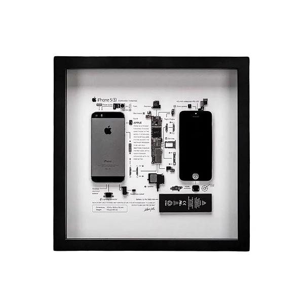 Quadro Decorativo Moldura de iPhone 5S Prateado REAL - Gshield