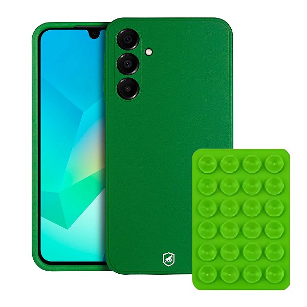 Kit Capa Silicon Veloz para Samsung Galaxy A16 5G +  Ventosa - Verde - Gshield
