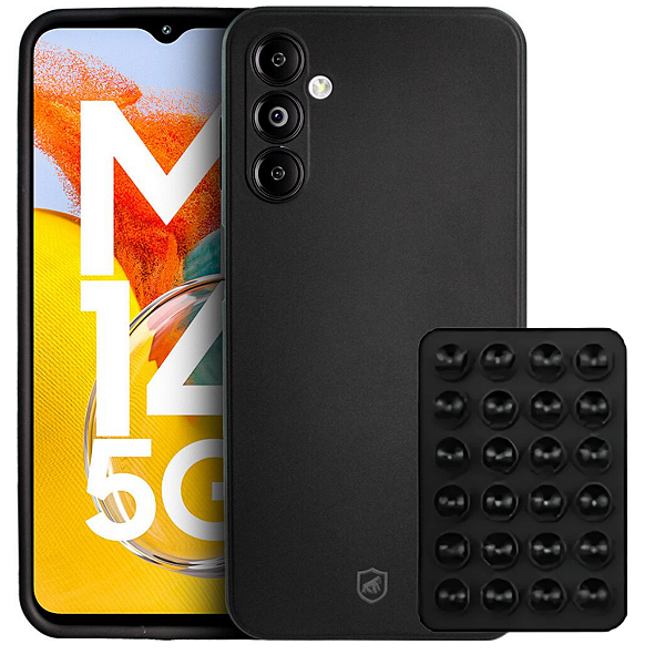 Kit Capa Silicon Veloz para  Samsung Galaxy M14 +  Ventosa - Preta - Gshield