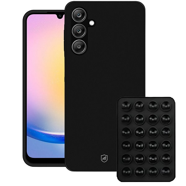 Kit Capa Silicon Veloz para  Samsung Galaxy A25 5G +  Ventosa - Preta - Gshield