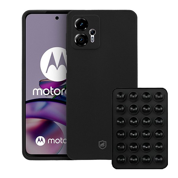 Kit Capa Silicon Veloz para  Motorola Moto G13 +  Ventosa - Preta - Gshield