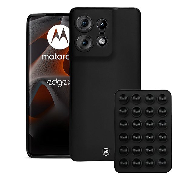 Kit Capa Silicon Veloz para  Motorola Moto Edge 50 Pro +  Ventosa - Preta - Gshield