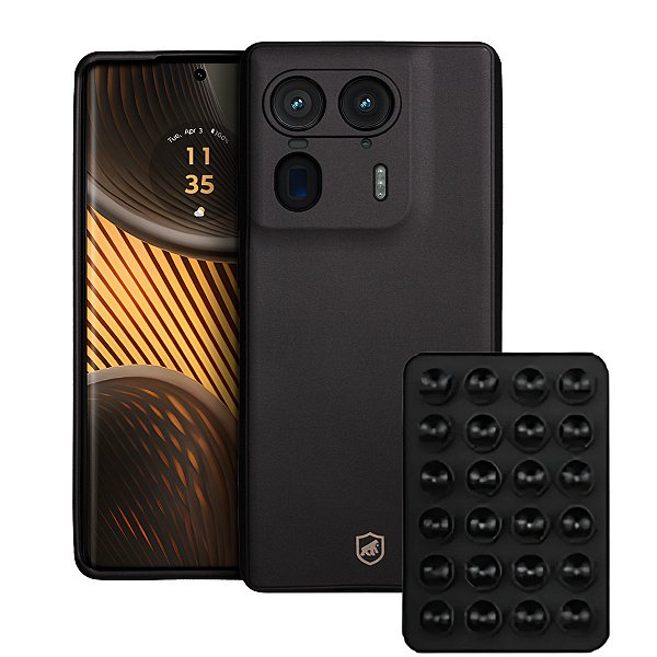 Kit Capa Silicon Veloz para  Motorola Moto Edge 50 Ultra +  Ventosa - Preta - Gshield