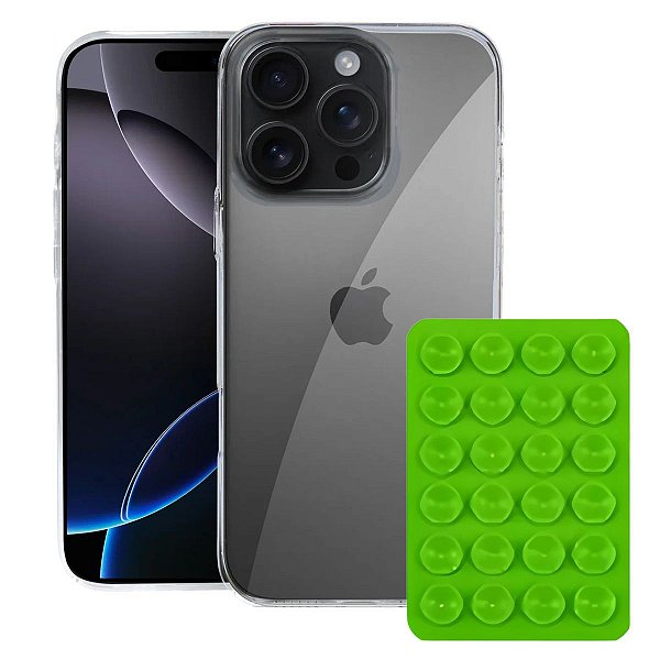 Kit Capa Crystal Slim para Iphone 16 Pro Max +  Ventosa - VERDE - Gshield