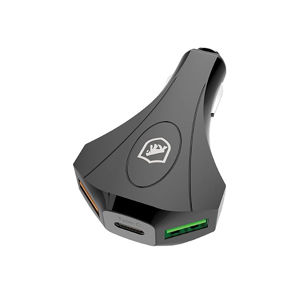 Carregador Veicular Triplo Turbo Tank - USB e Tipo C - Gshield