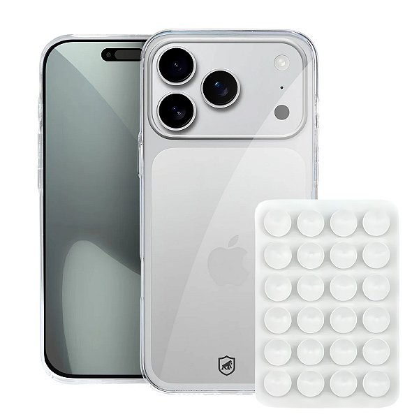 Kit Capa Crystal Slim para iPhone 17 Pro + Ventosa - Branca - Gshield