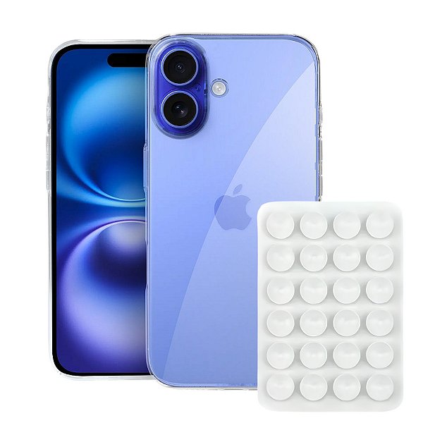 Kit Capa Crystal Slim para iPhone 16 + Ventosa - Branca - Gshield