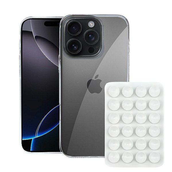 Kit Capa Crystal Slim para iPhone 16 Pro Max +  Ventosa - Branca - Gshield