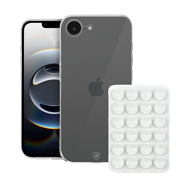 Kit Capa Crystal Slim para iPhone 16E +  Ventosa - Branca - Gshield