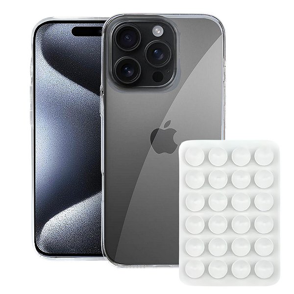 Kit Capa Crystal Slim para iPhone 15 Pro Max +  Ventosa - Branca - Gshield