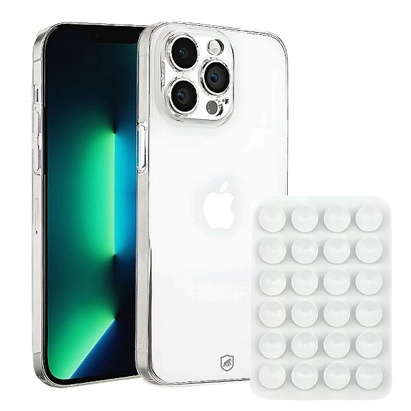 Kit Capa Crystal Slim para iPhone 13 Pro Max +  Ventosa - Branca - Gshield
