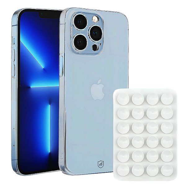 Kit Capa Crystal Slim para iPhone 13 Pro +  Ventosa - Branca - Gshield