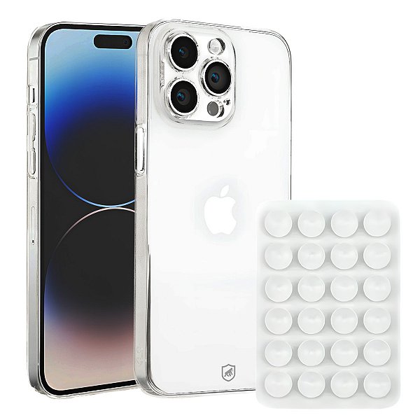Kit Capa Crystal Slim para iPhone 14 Pro Max +  Ventosa - Branca - Gshield