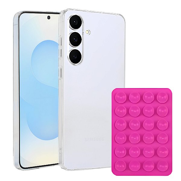 Kit Capa Crystal Slim para Samsung Galaxy S25 FE +  Ventosa - Rosa - Gshield
