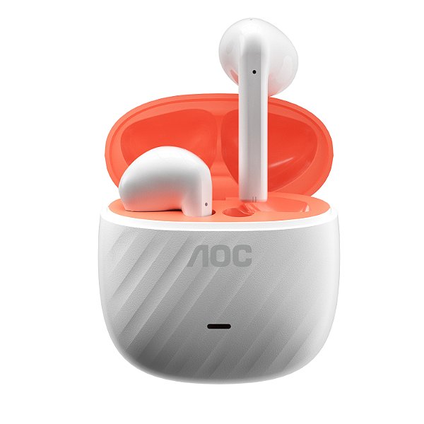 Fone de Ouvido Bluetooth TWS Sem Fio – Conexão Rápida, Áudio Imersivo, Case Carregador Portátil e Design Ergonômico - Branco - AOC