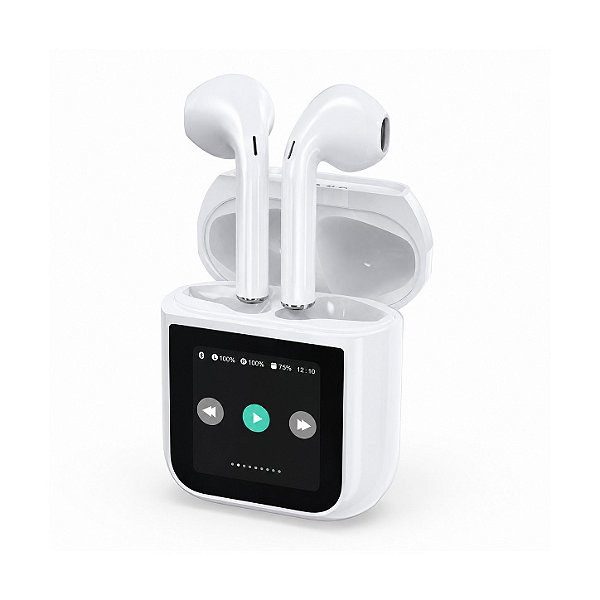 Fone Bluetooth com Visor Touch LED, Controle de Música, Bateria de Longa Duração e Estojo Inteligente – Branco - AOC