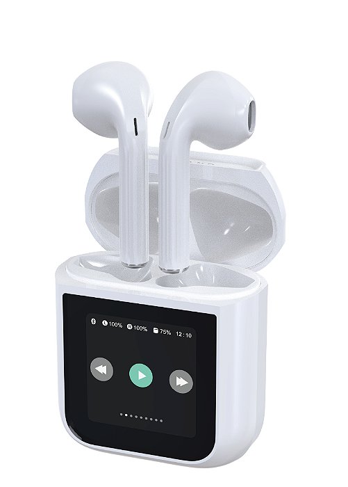 Fone Bluetooth com Visor Touch LED, Controle de Música, Bateria de Longa Duração e Estojo Inteligente – Branco - AOC