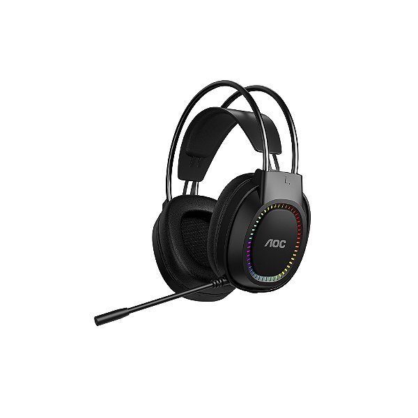 Headset Gamer USB 2.0 com Microfone, RGB, Som Imersivo e Conforto Premium – Preto - AOC