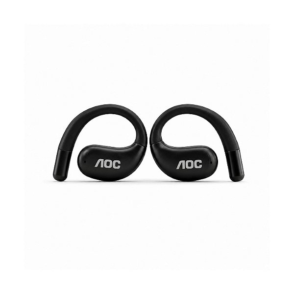 Fone Auricular Ear Clip Bluetooth 5.4 Sem fio com Alcance até 10 metros, Baixa Latência, Tradução Simultânea por IA e Microfone Integrado - Preto - AOC
