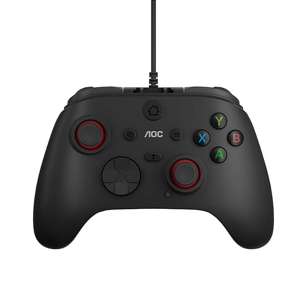 Controle Gamer com Fio USB para PC Joystick Ergonômico com Vibração Alta Precisão Plug and Play - AOC