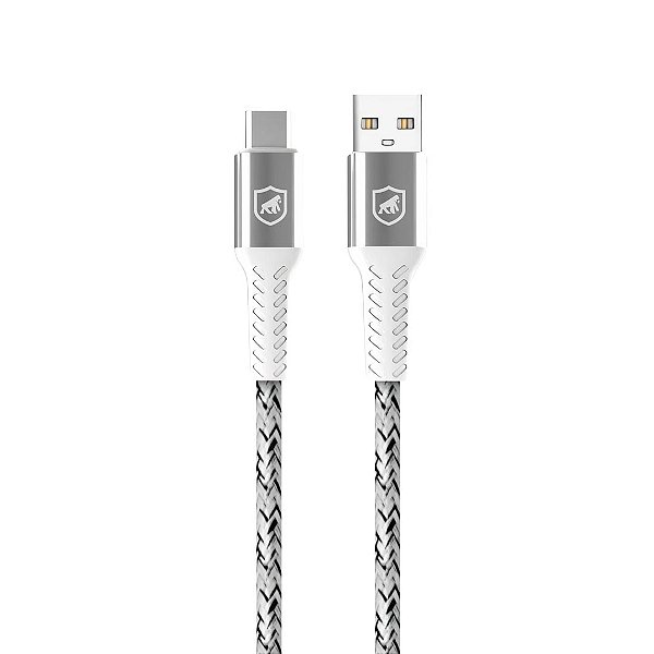Cabo Nylon Kevlar USB-A / Tipo C - 1,5M - Branco - Gshield