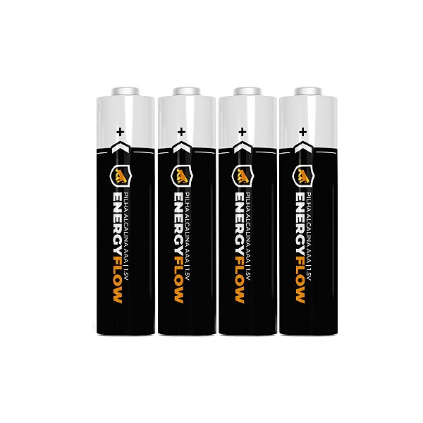 Pilha Alcalina 4 Unidades AAA Energy Flow com Tensão de 1,5V, Alta potência e Durabilidade para Controles, Teclados, Mouses e Brinquedos - Gshield