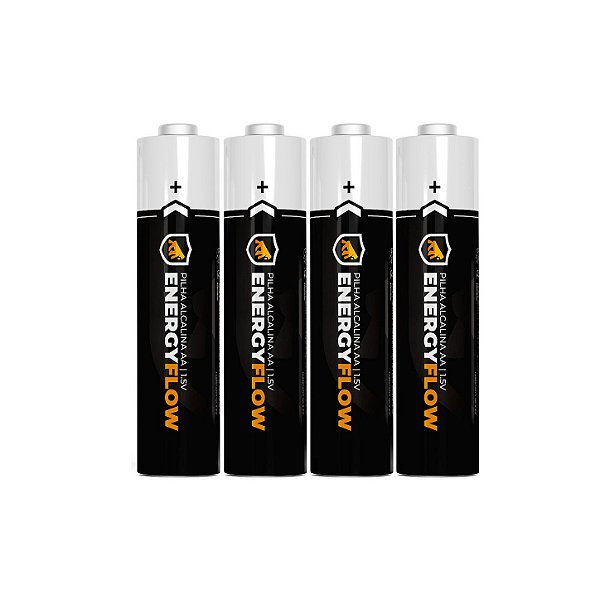 Pilha Alcalina 4 Unidades AAA Energy Flow com Tensão de 1,5V, Alta potência e Durabilidade para Controles, Teclados, Mouses e Brinquedos - Gshield