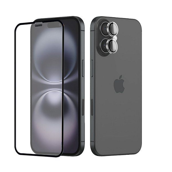 Kit Full Protection para iPhone 16 Plus - Película de Vidro + Protetor de Lente 9H - Gshield