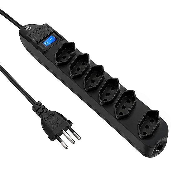 Filtro de Linha com 6 Tomadas Bivolt 110V/220V, Cabo Reforçado 1,5M, Padrão Brasileiro NBR 14136 e Proteção Contra Sobrecarga - Dual Shock - Gshield