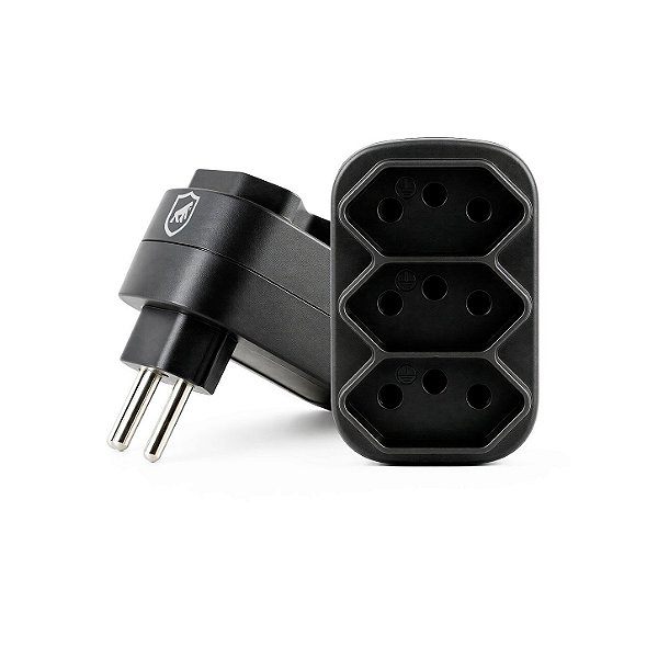Adaptador com 3 Tomadas Bivolt 127/220V até 10A, Padrão Brasileiro NBR 14136 - Dual Shock - Gshield