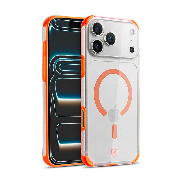 Capa para iPhone 17 Pro - Crystal Edge Magsafe - Laranja - NÃO AMARELA - Gshield