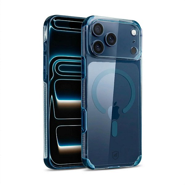 Capa para iPhone 17 Pro Max - Crystal Edge Magsafe - Azul - NÃO AMARELA - Gshield