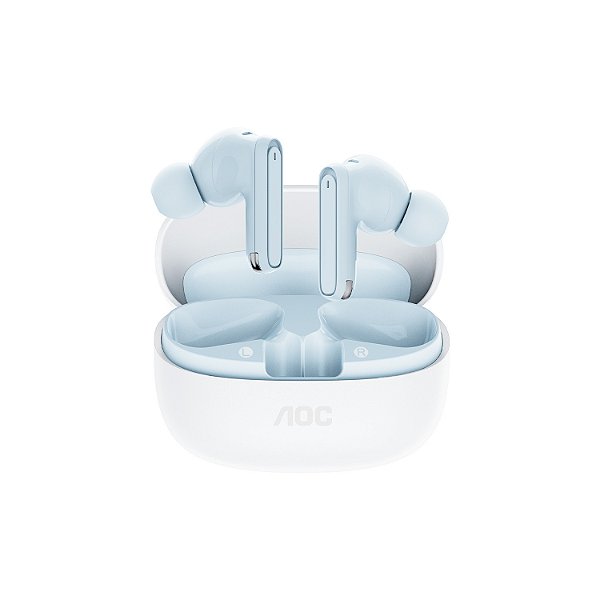 Fone de Ouvido Bluetooth 5.4 Sem Fio TWS com Estojo de Recarga, Baixa Latência e Áudio HD - Branco - AOC