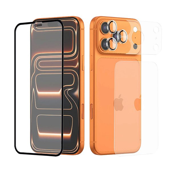 Kit Proteção Completa para iPhone 17 Pro – Películas Frontal e Traseira + Protetor de Lente – Gshield