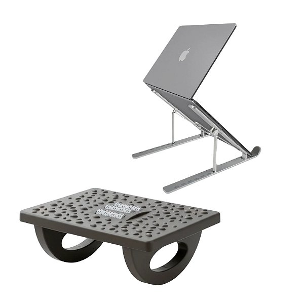 Kit Escritório e Home Office - Apoio para Pés Ergonômico + Suporte Notebook - Gshield