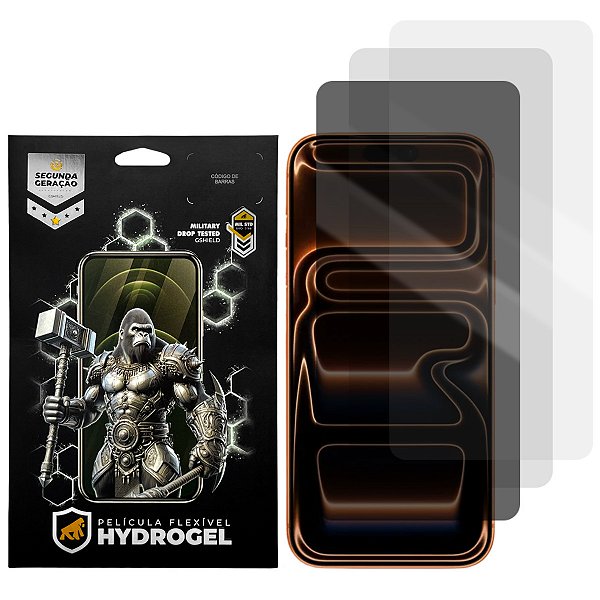 Kit 3 Películas Hydrogel para iPhone 17 Pro Max - HD / Fosca / Privacidade - Gshield